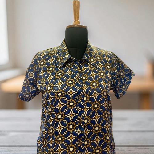 Satin Modal Silk Shirt with Minimal Geometric Chic & Relaxed Fit