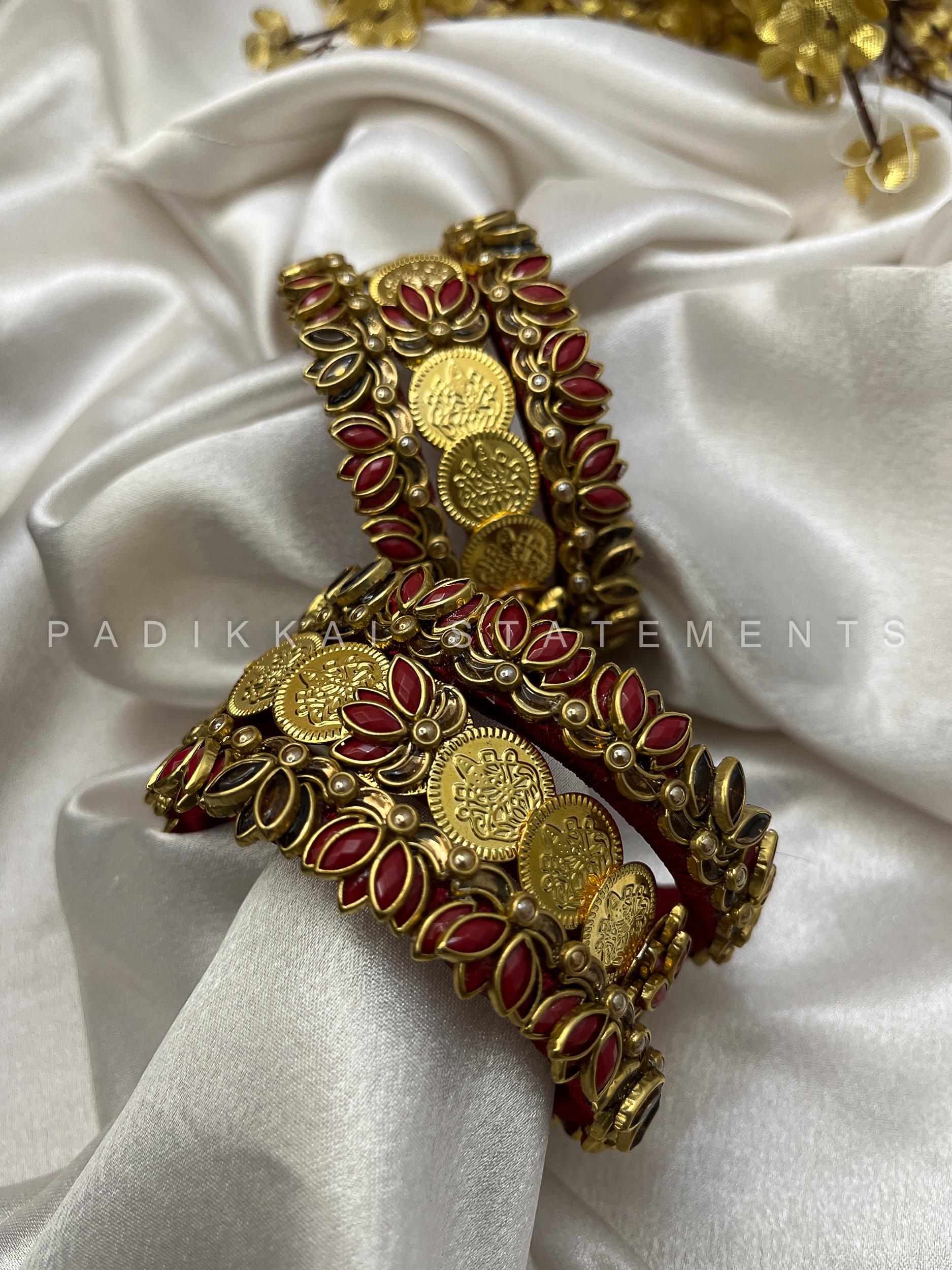 Shree Kamalam Festive Kundan Set - Gold and Maroon