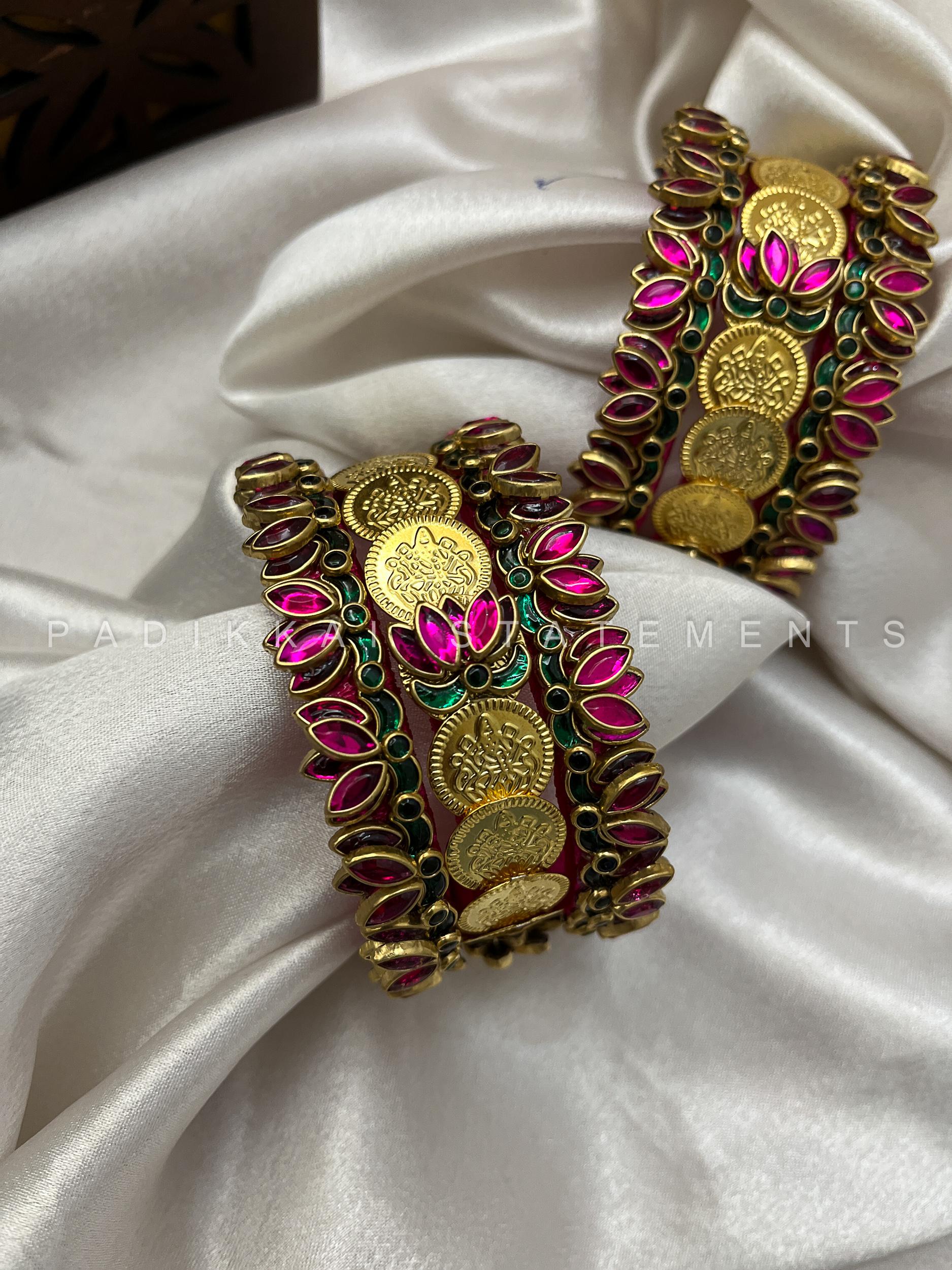 Shree Padmam Festive Kundan Set - Rani Pink and Emerald Green