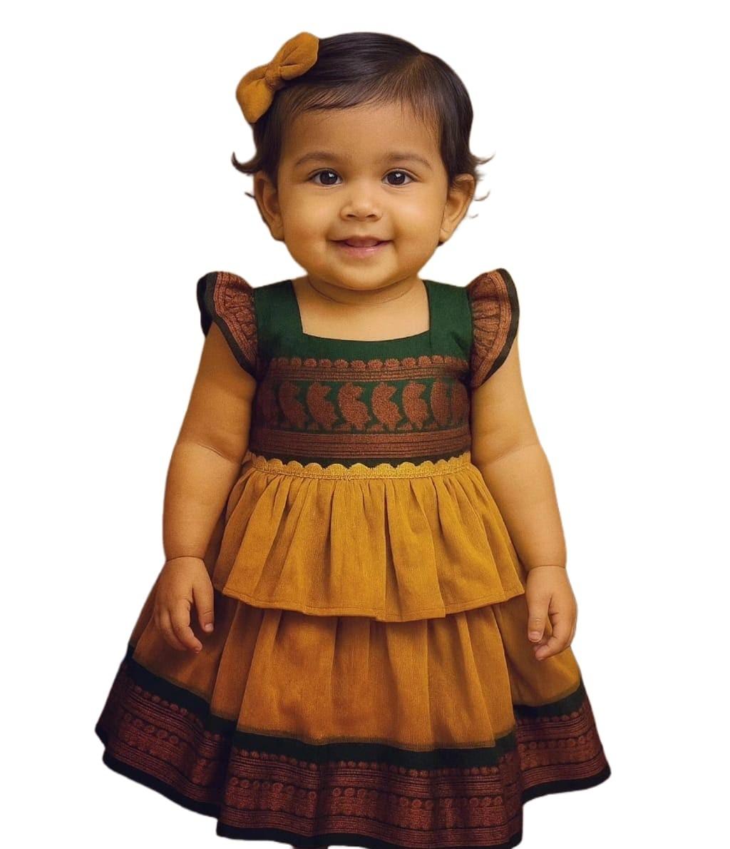Kalyani Mustard Yellow Layered Gown for Women | Traditional Ethnic &amp; Festive Wear