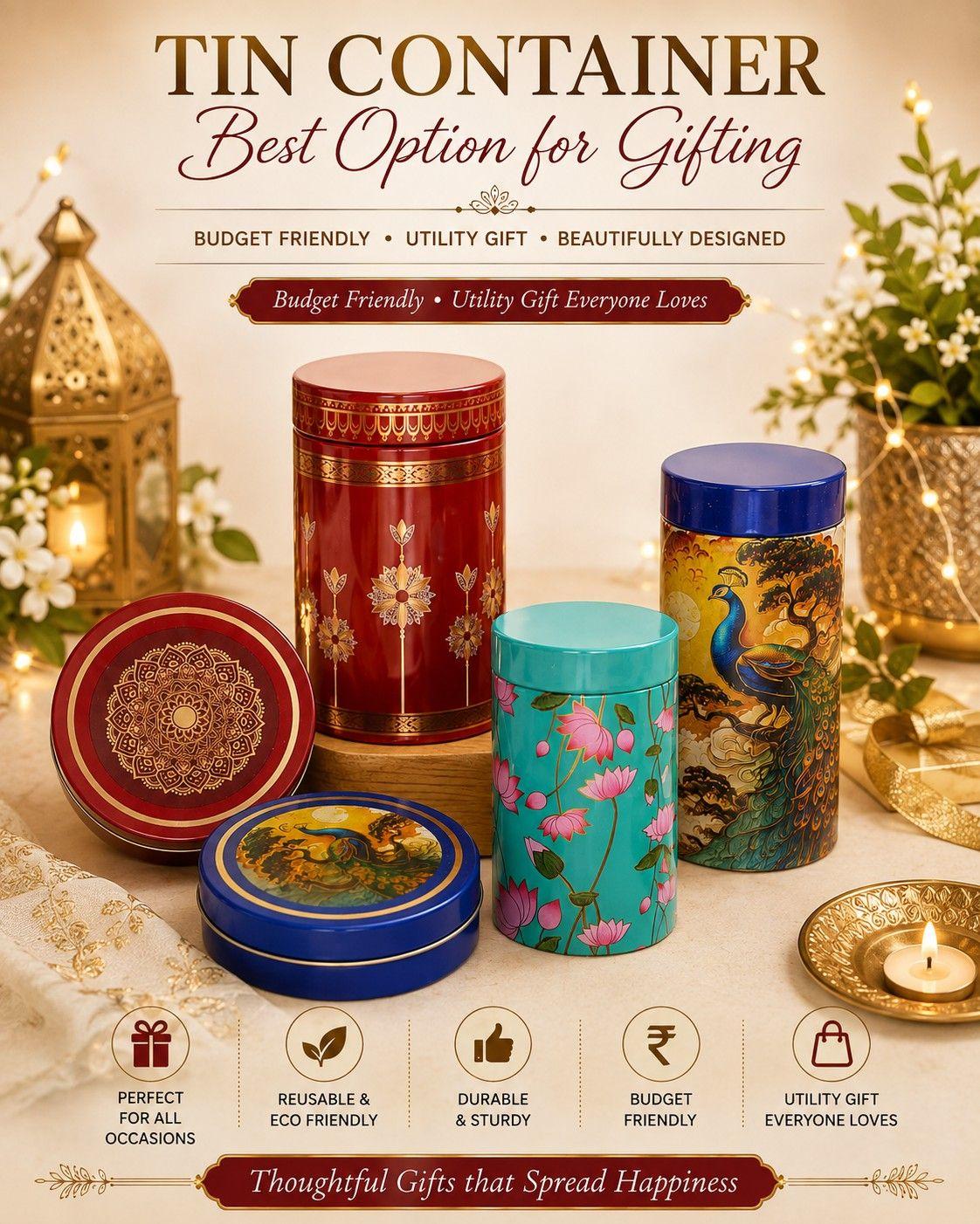 Pichwai Printed Tin Container – 500g 