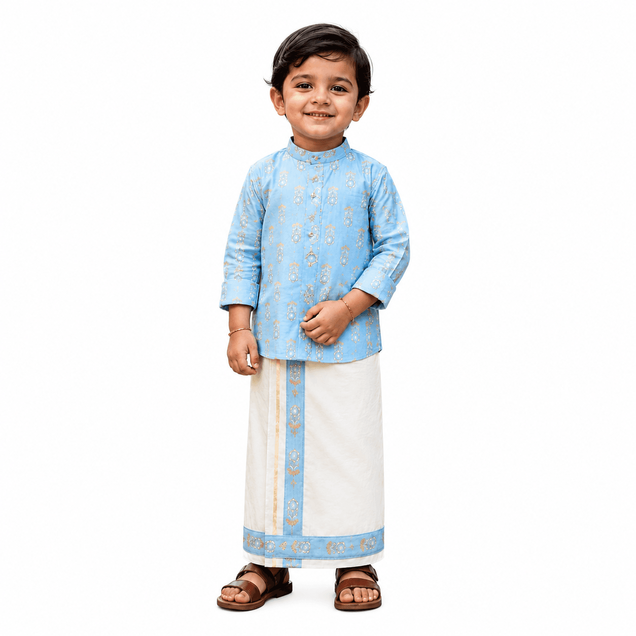 Premium cotton skyblue kurta dhoti set