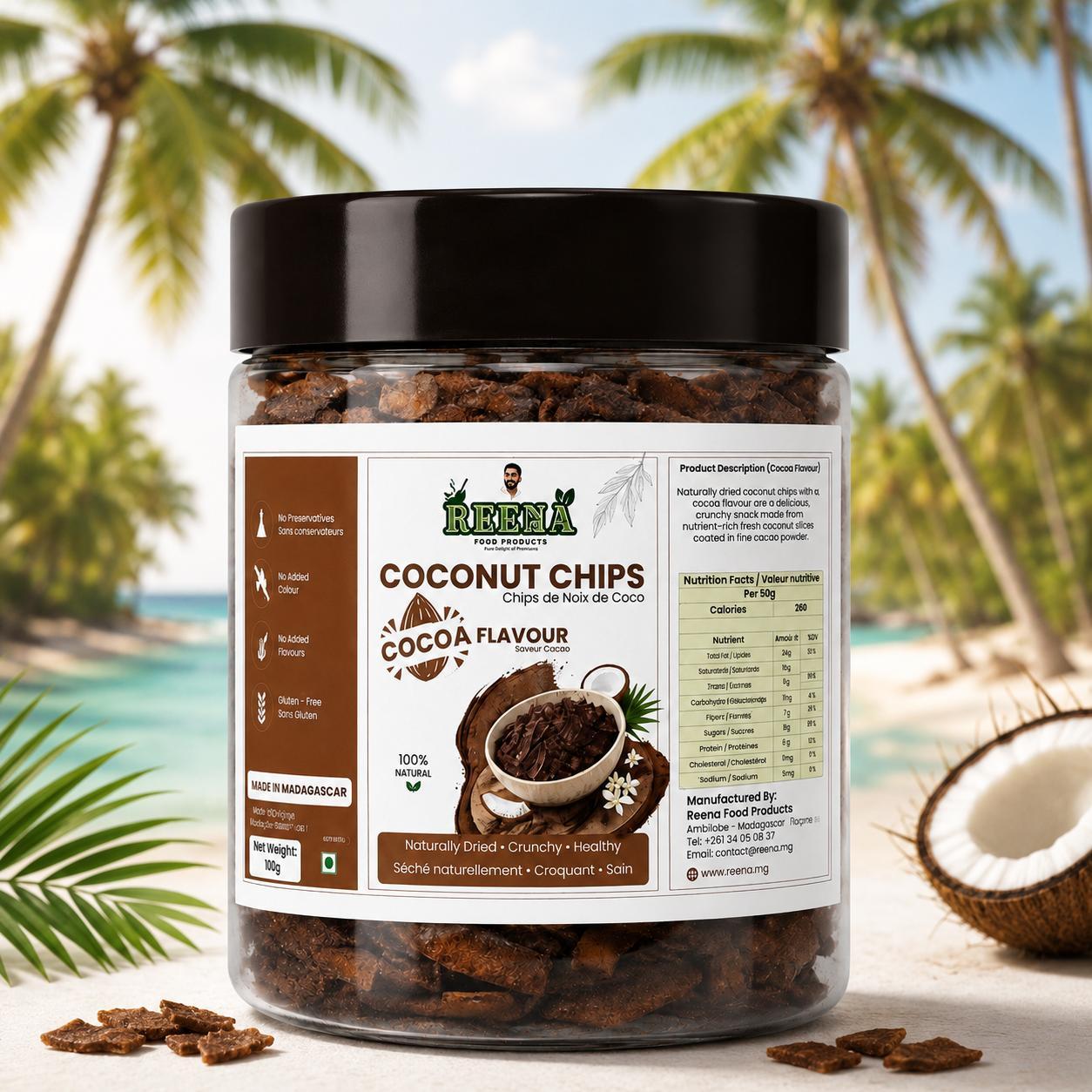 COCONUT CHIPS COCOA FLAVOR 50G COCONUT CHIPS COCOA FLAVOR 50G