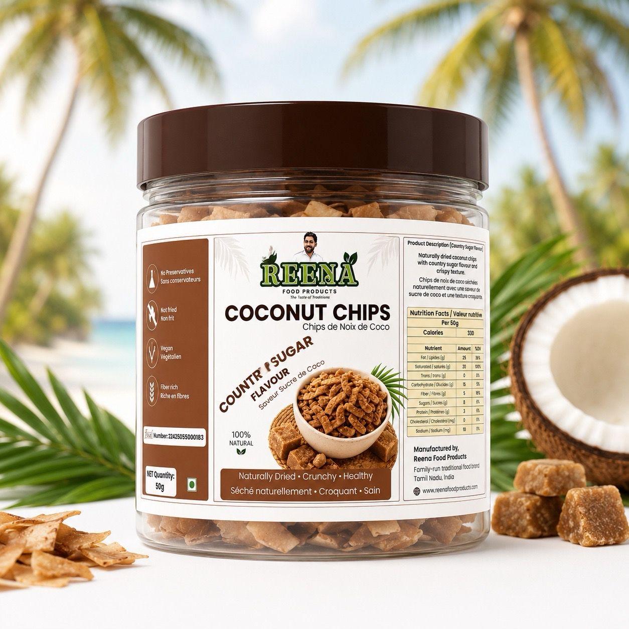 COCONUT CHIPS COUNTRY SUGAR FLAVOR 50G COCONUT CHIPS COUNTRY SUGAR FLAVOR 50G