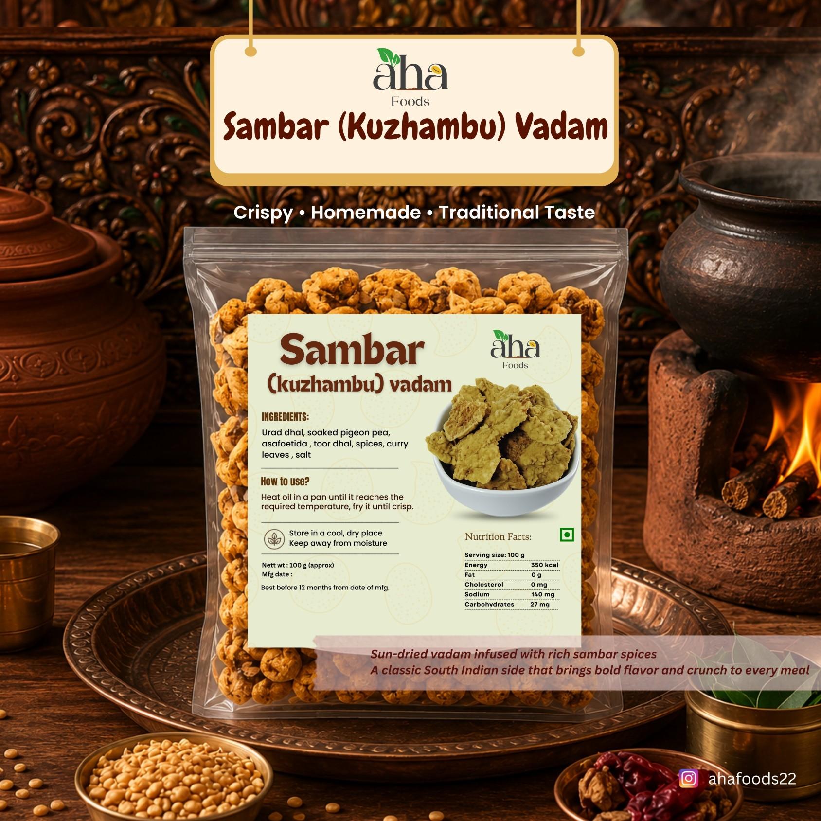 Aha Foods Sambar Kuzhambu Vadam - 100g Aha Foods Sambar Kuzhambu Vadam - 100g
