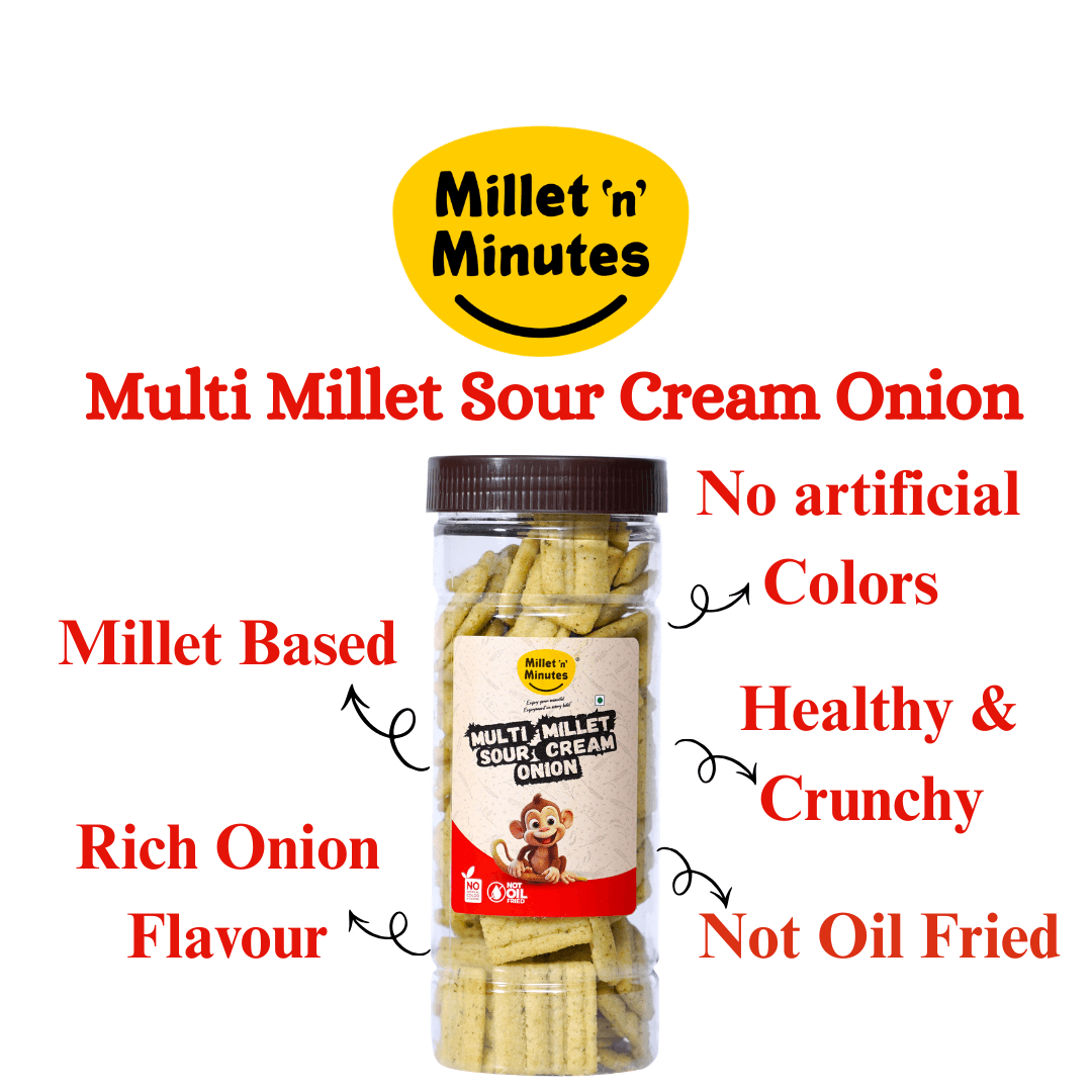 Multi Millet Sour Cream onion - Healthy oil free snacks Multi Millet Sour Cream onion - Healthy oil free snacks