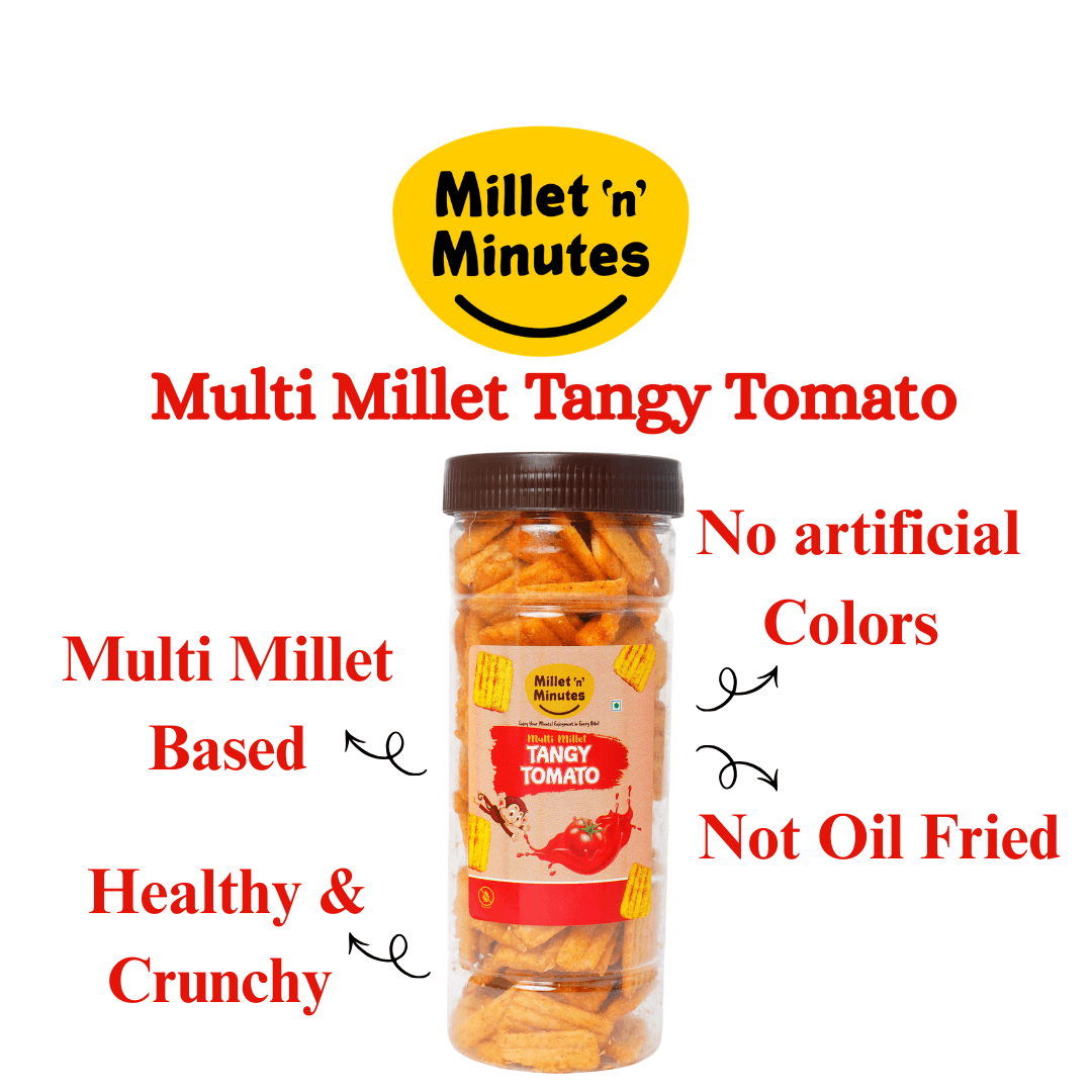 Multi Millet Tangy Tomato-Healthy Crunchy snacks Multi Millet Tangy Tomato-Healthy Crunchy snacks