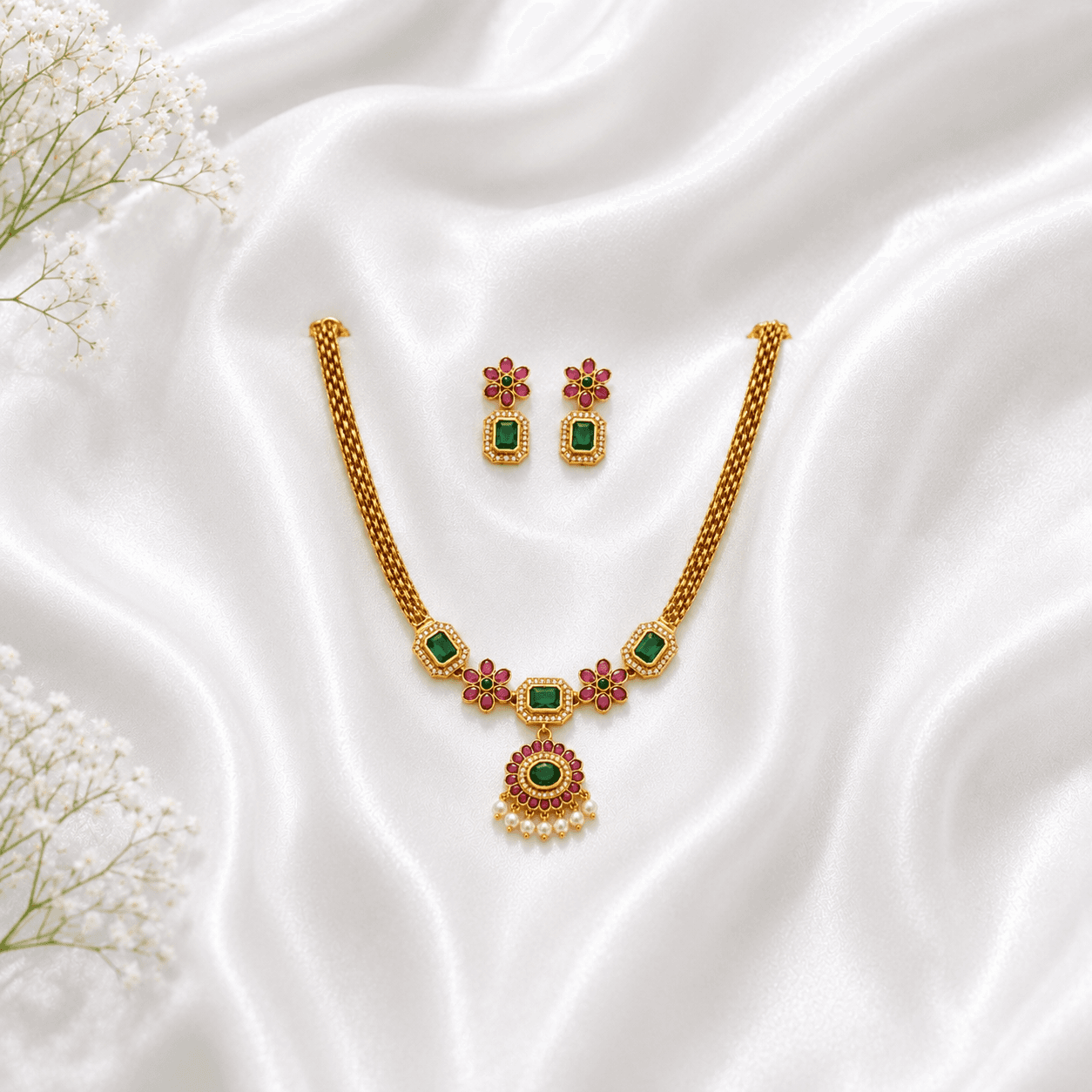 Emerald Blossom Kemp Necklace Set Emerald Blossom Kemp Necklace Set