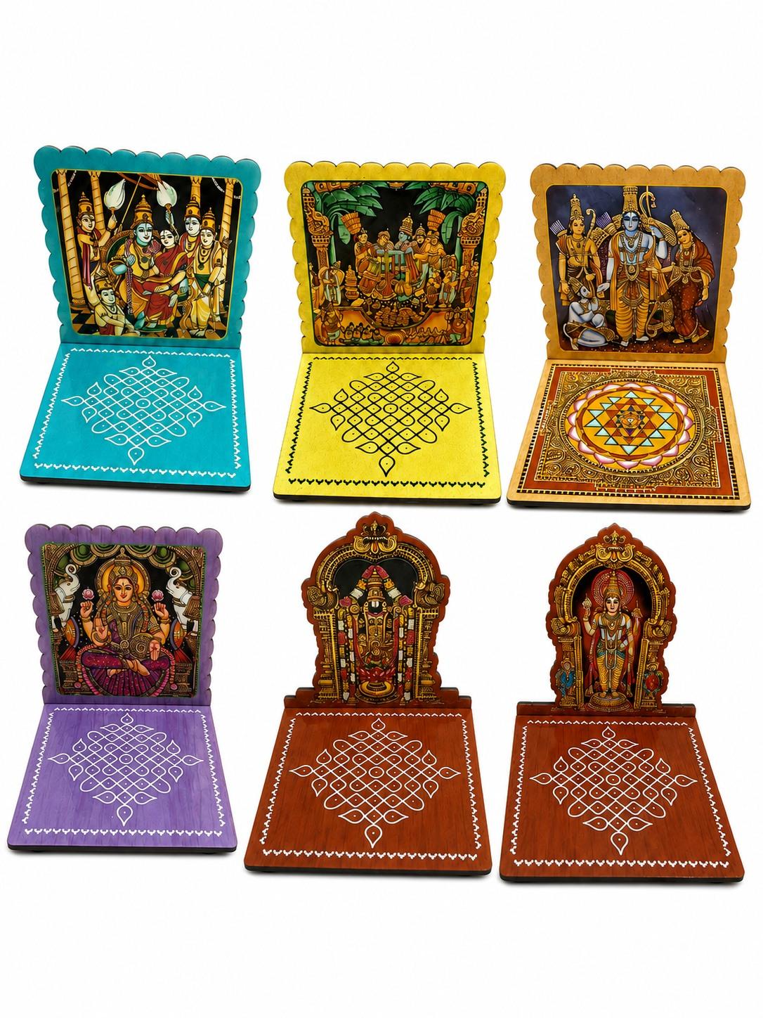 Traditional Diya Stand with Kolam Design Traditional Diya Stand with Kolam Design