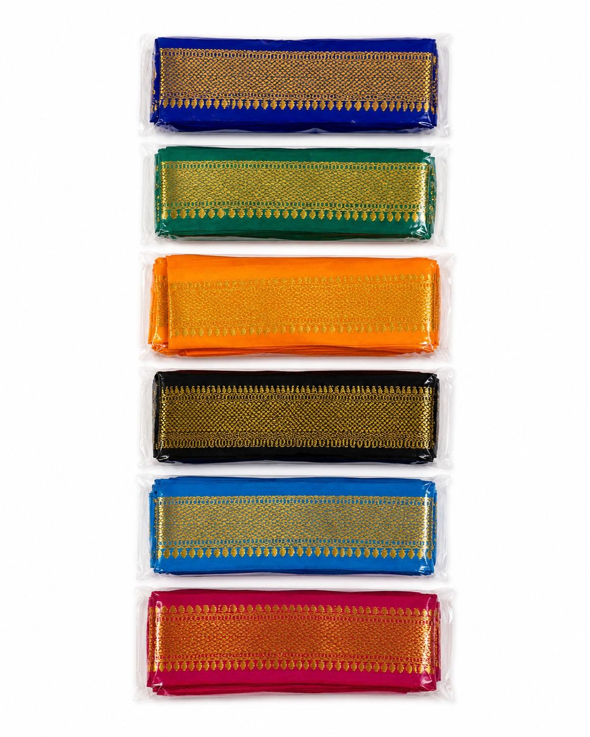 Thambhoolam Blouse Gift Set – Set of 6 Traditional Silk Cotton Blouses with Golden Border Thambhoolam Blouse Gift Set – Set of 6 Traditional Silk Cotton Blouses with Golden Border