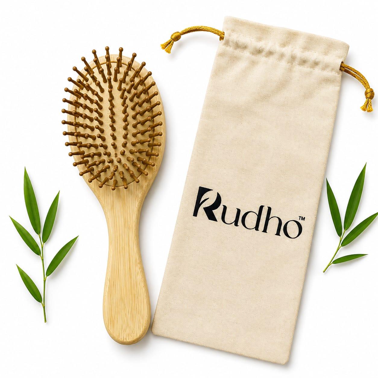 Rudho Bamboo Hair Brush Natural Eco-Friendly Brush for Everyday Hair Care Rudho Bamboo Hair Brush Natural Eco-Friendly Brush for Everyday Hair Care