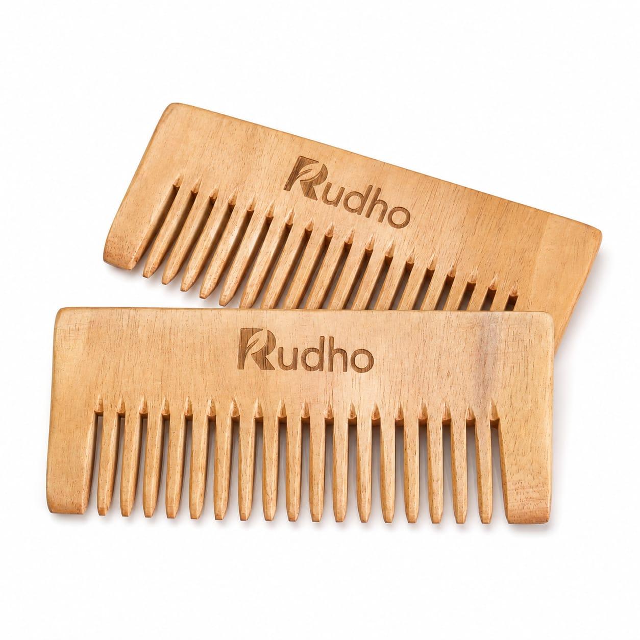 Rudho Natural Wooden Hair Comb EcoFriendly Wide Tooth Comb for Gentle Hair & Scalp Care Rudho Natural Wooden Hair Comb EcoFriendly Wide Tooth Comb for Gentle Hair & Scalp Care