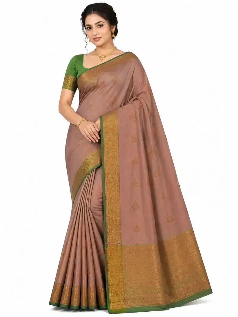 Silk Mark Certified Pure Kanchipuram Silk Saree Green Beige Bridal Saree Handwoven South Indian Saree Unstitched Blouse Silk Mark Certified Pure Kanchipuram Silk Saree Green Beige Bridal Saree Handwoven South Indian Saree Unstitched Blouse