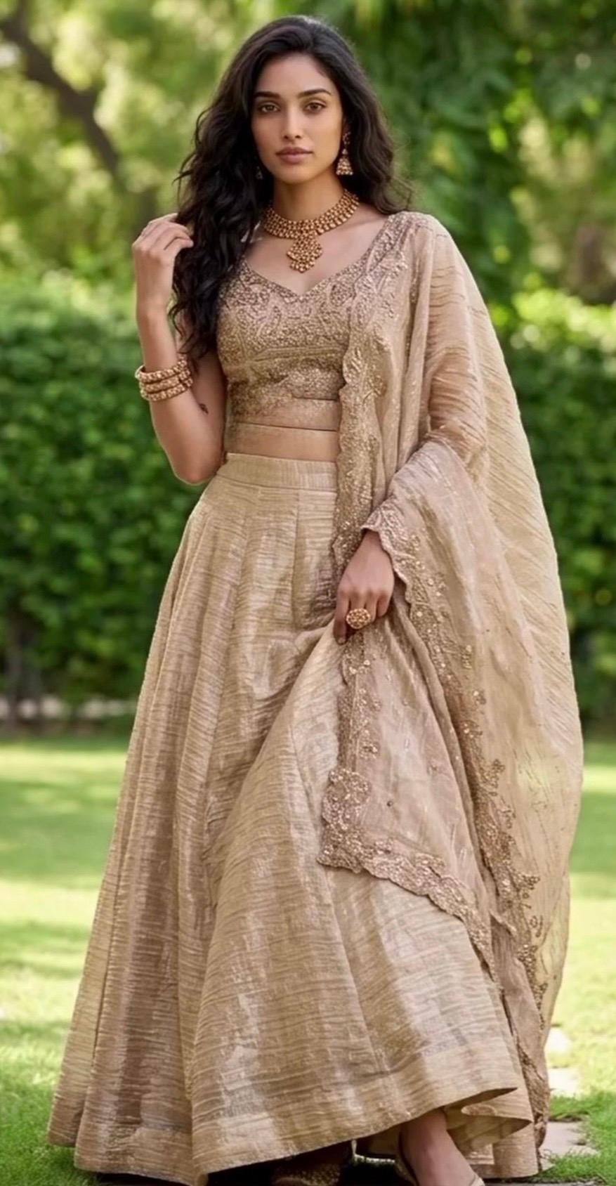Fancy Silk Flared Lehenga with Embroidered Crop Top and; Matching Dupatta Fancy Silk Flared Lehenga with Embroidered Crop Top and; Matching Dupatta