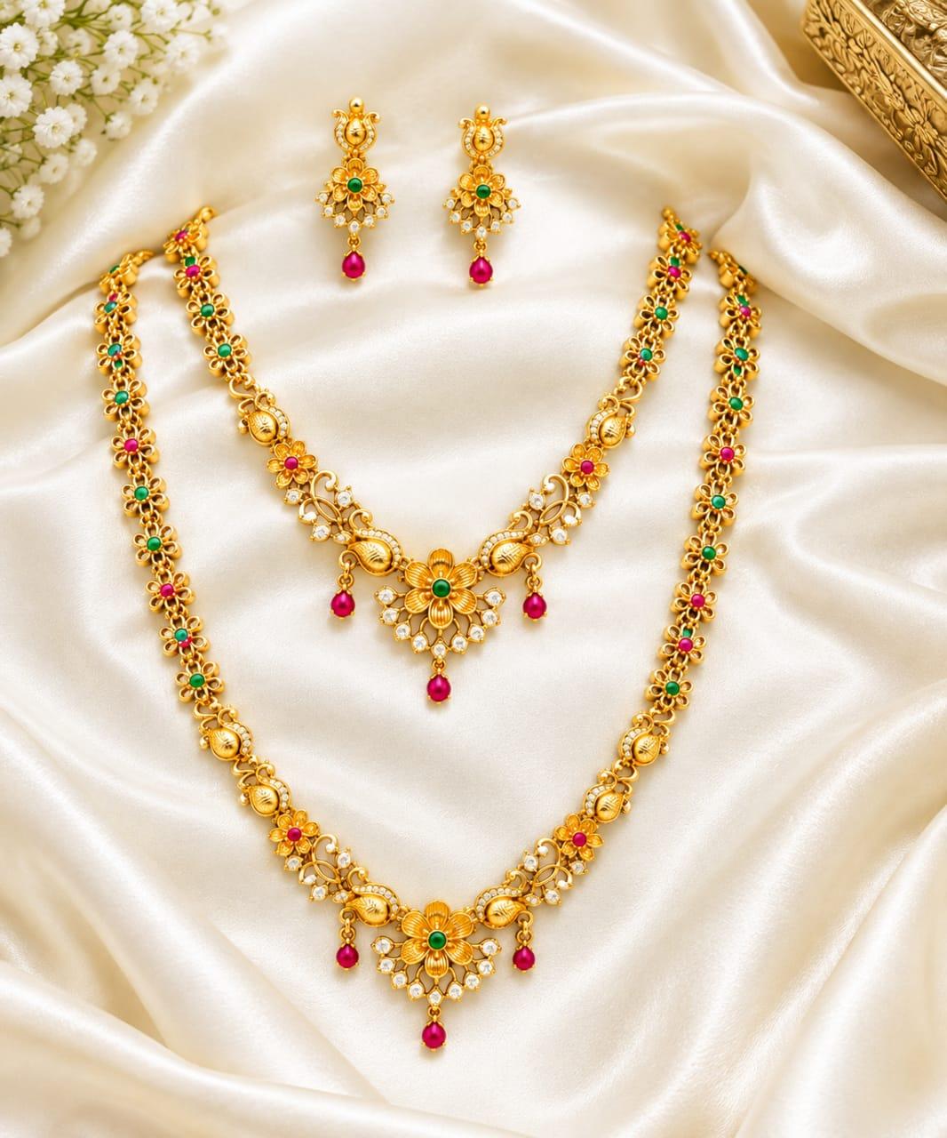 Double peacock mango haram choker earring tikka full bridal set Double peacock mango haram choker earring tikka full bridal set
