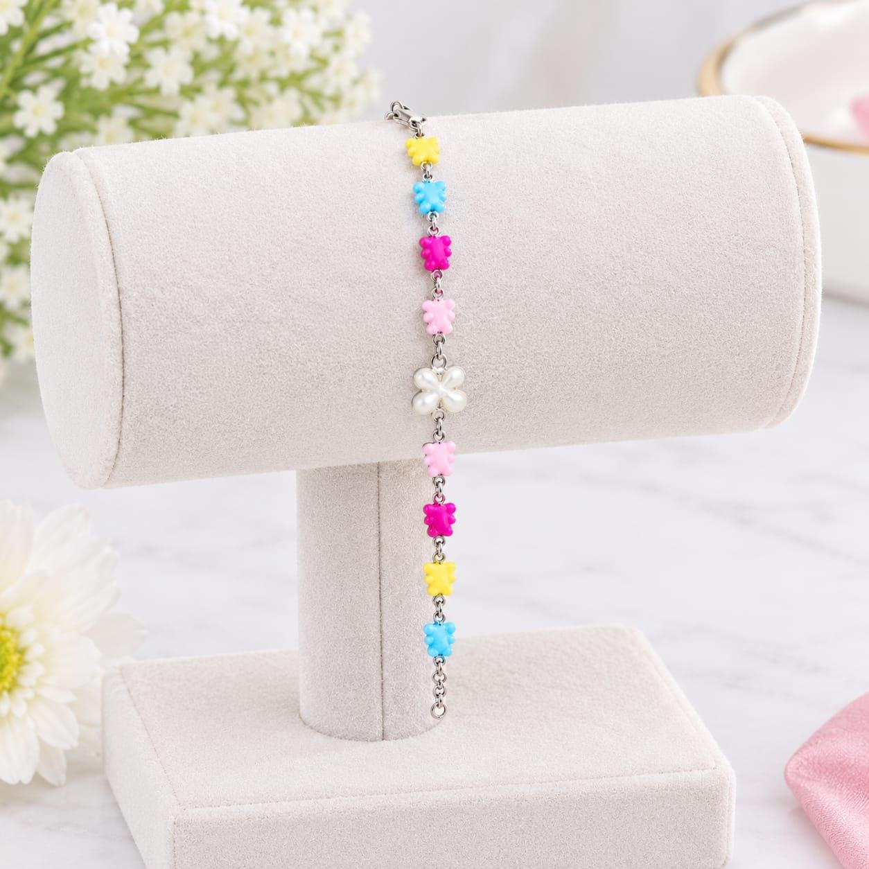 Multi color teddy bear charm chain bracelet Multi color teddy bear charm chain bracelet