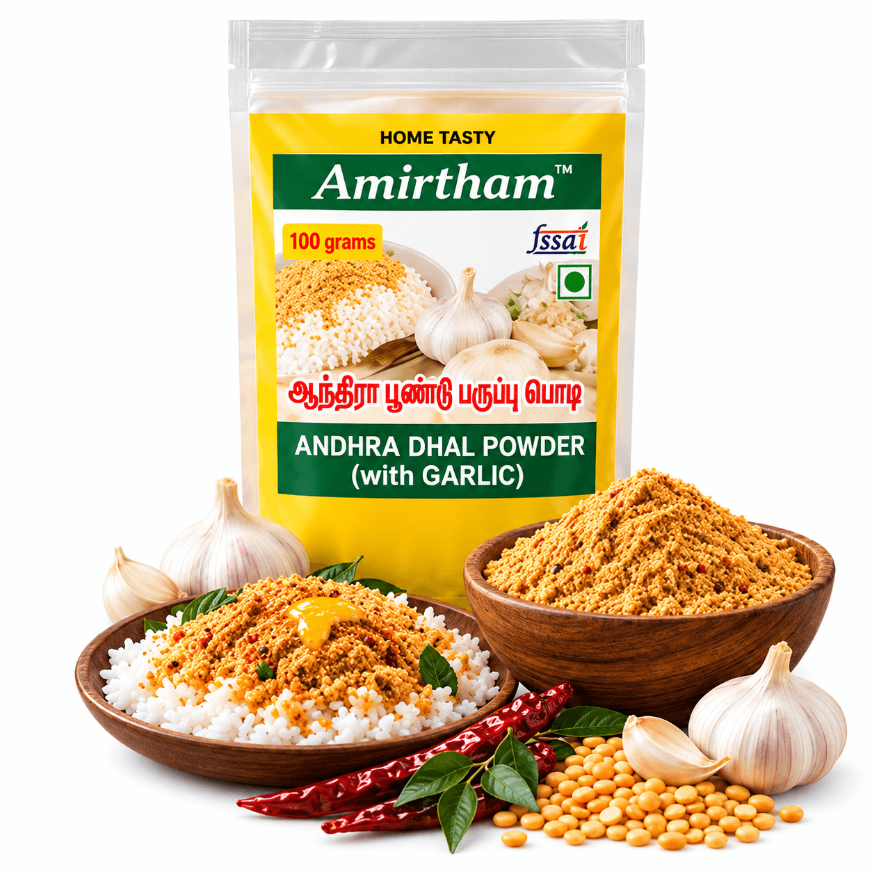 Andhra Dhal Powder with garlic 100 g Andhra Dhal Powder with garlic 100 g